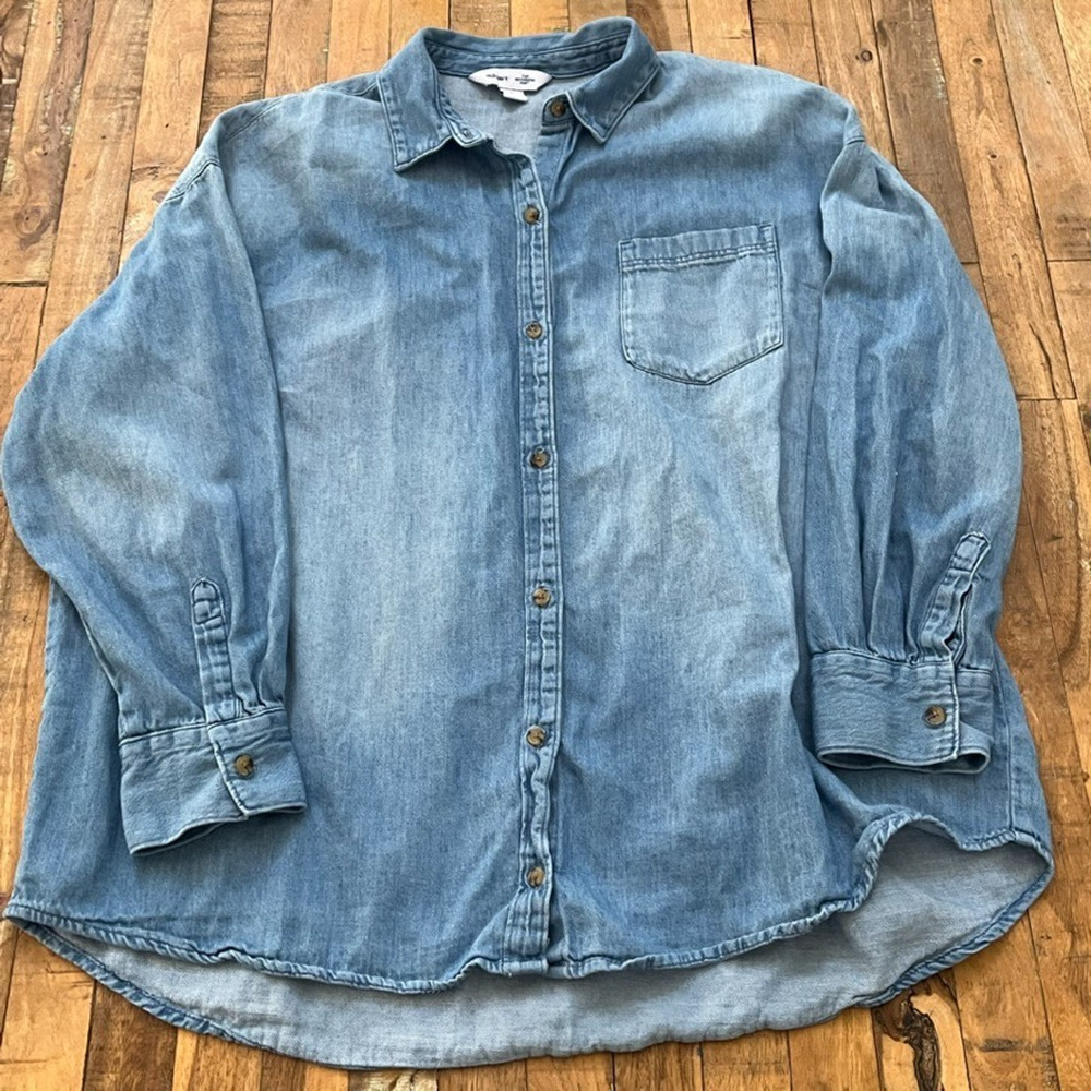 Old Navy Oversized Jean Boyfriend Shirt Women's Size Large